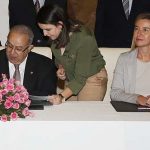 Ramtane Lamamra et Federica Mogherini lors de la visite de cette dernière à Alger. New Press